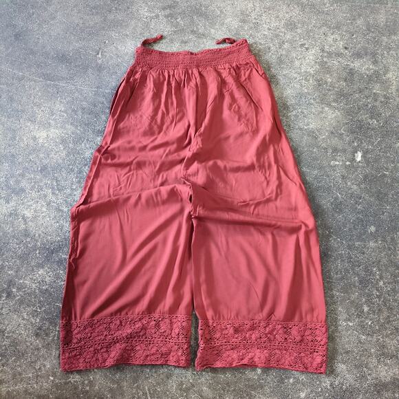 Nation AK Outfitters Wide Leg Harem Pants Womens M Red Boho Loose Baggy NAOO - Picture 3 of 7